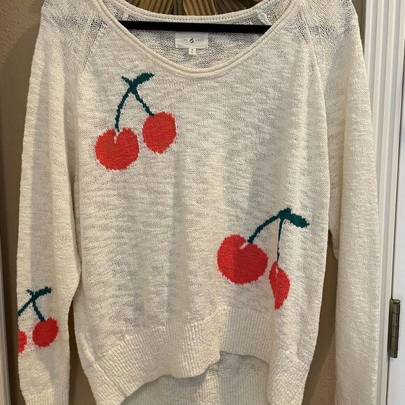 Lou & Grey Cherry Print Womens Knit Sweater S - Picture 2 of 11